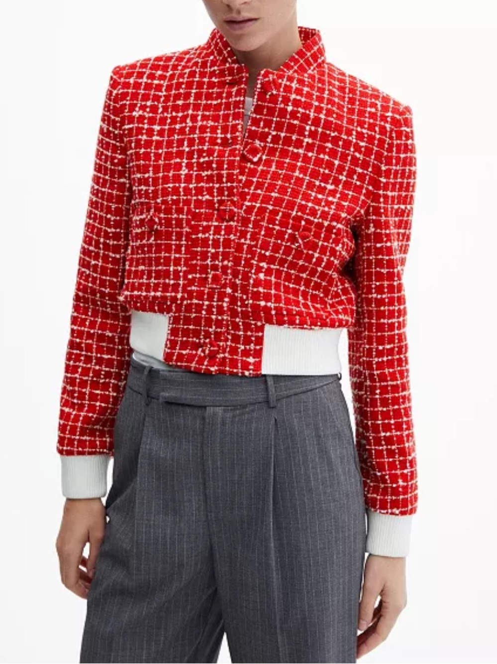 MANGO WOMEN’S POCKET TWEED JACKET